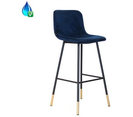 Mikky Barstol i velour H96 - 107 cm - Sort/Blå