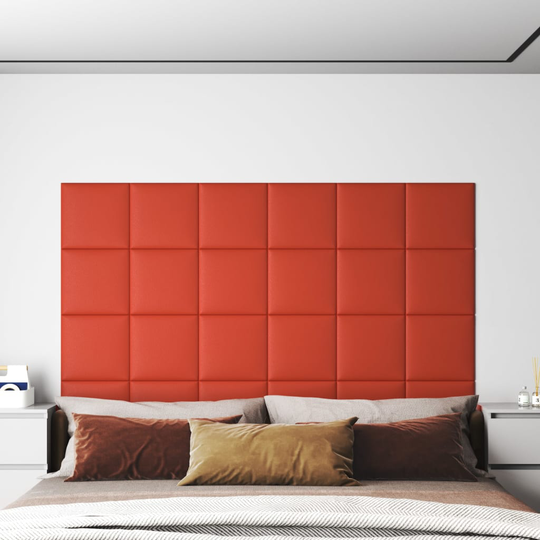 vidaXL vægpaneler 12 stk. 30x30 cm 1,08 m² kunstlæder rød