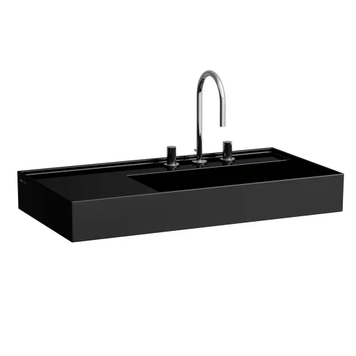 Kartell Laufen håndvask, 90x46 cm, hylde til venstre, sort