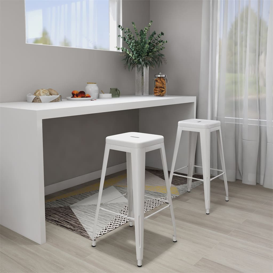vidaXL barstole 2 stk. stabelbare metal hvid