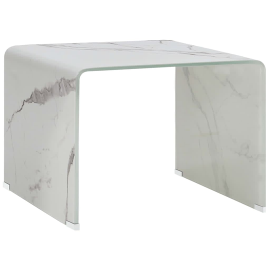 vidaXL sofabord 50 x 50 x 45 cm hvid marmor hærdet glas
