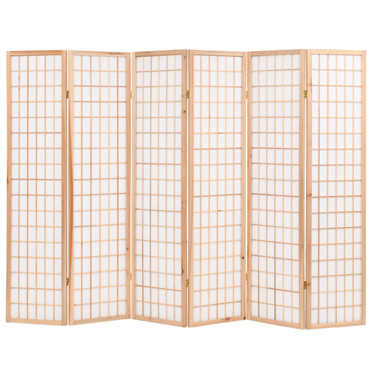 vidaXL foldbar 6-panels rumdeler japansk stil 240 x 170 cm naturfarvet