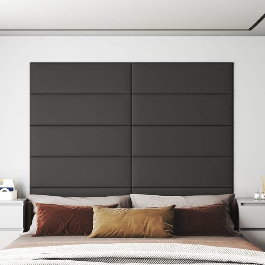 vidaXL vægpaneler 12 stk. 90x30 cm 3,24 m² kunstlæder grå