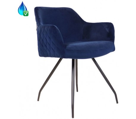 Nelly Spisebordsstol i velour H81,5 cm - Sort/Mørkeblå
