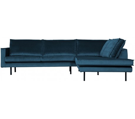 Rodeo Hjørnesofa højrevendt i velour 266 x 213 cm - Blå