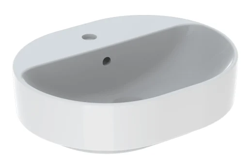 Geberit VariForm Lay-on håndvask ellipse m/hanehul & overløb 50x40 cm, med KeraTect