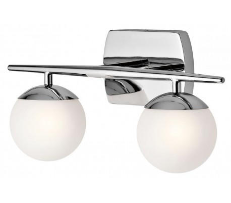 Jasper Badeværelseslampe i stål og glas B42 cm 2 x G9 LED - Poleret krom/Hvid