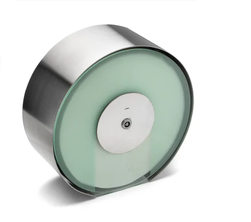 D line toiletrulleholder Ø308 mm, akryl front, børstet stål