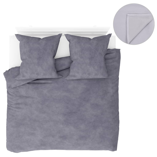 vidaXL sengesæt 5 dele 200 x 200/80 x 80 cm fleece grå