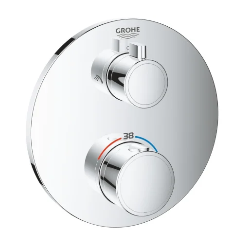 Grohe Grohtherm Inbygningsbatteri m/Termostat, 2 udtag, Rundt, Krom