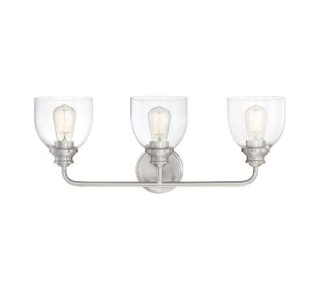 Vale 3 Badeværelseslampe B61 cm - Satineret nikkel/Klar