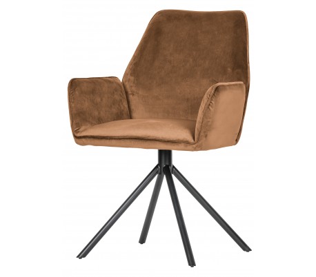 2 x Spisebordsstole med armlæn i velour H88 cm - Karamel