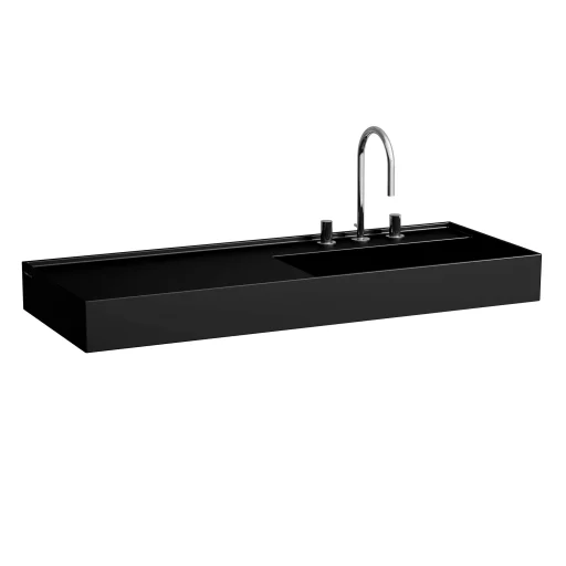 Kartell Laufen håndvask, 120x46 cm, hylde til venstre, mat sort