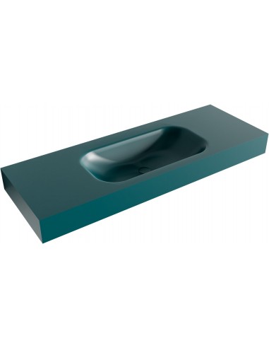 BIG SMALL væghængt håndvask 130 x 46 cm Solid surface - Petrolium