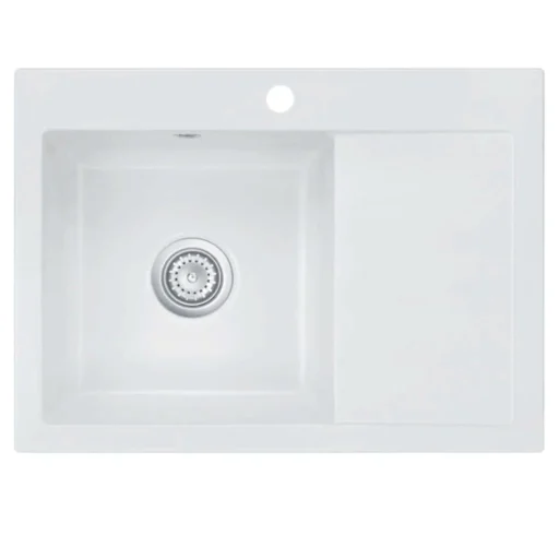 Lavabo Mera 70N køkkenvask 70x51 cm, m/kurveventil, venstrevendt, hvid keramik