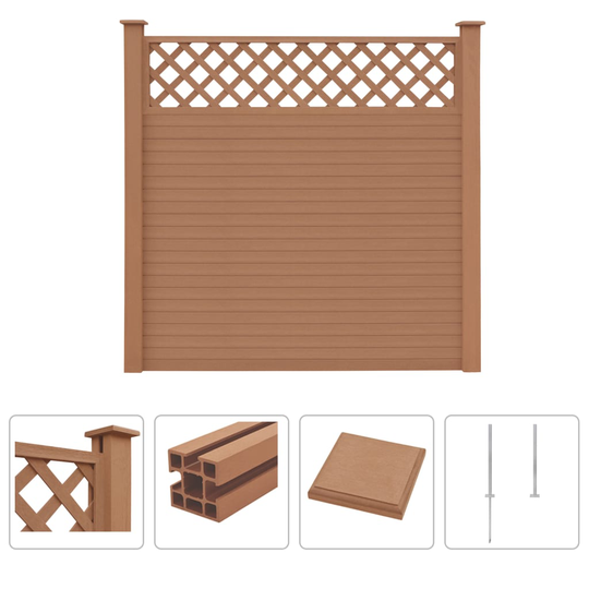 vidaXL havehegn med espalier WPC 183 x 185 cm brun