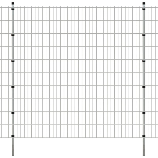 vidaXL 2D Havehegnspaneler & Pæle 2008x2030 mm 8 m Sølv