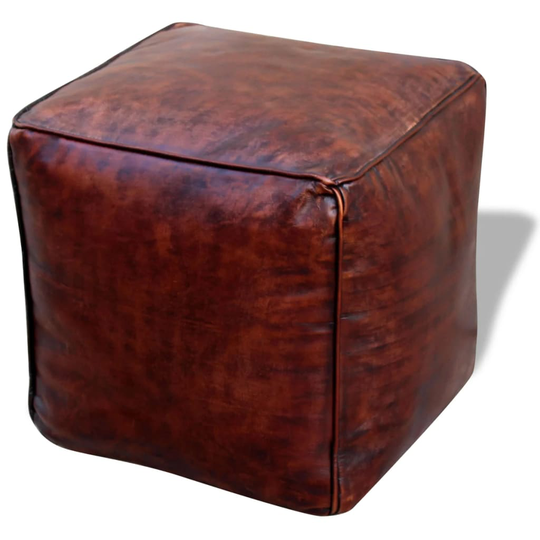 vidaXL puf ægte læder kvadratisk brun 45 x 45 x 45 cm