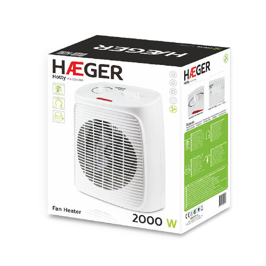 Bærbar varmeblæser Haeger Hotty Hvid 2000 W