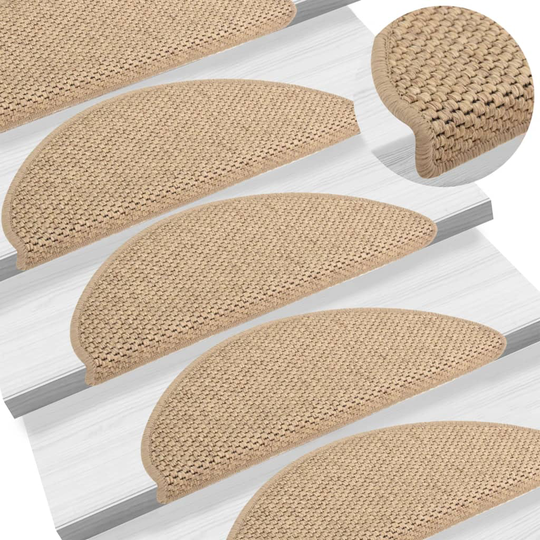 vidaXL selvklæbende trappemåtter 15 stk. 65x25 cm sisal-look sandfarve