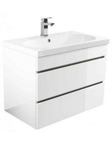 Kali komplet badmiljø i mdf og mineralsten H55 x B70 cm - Hvid højglans
