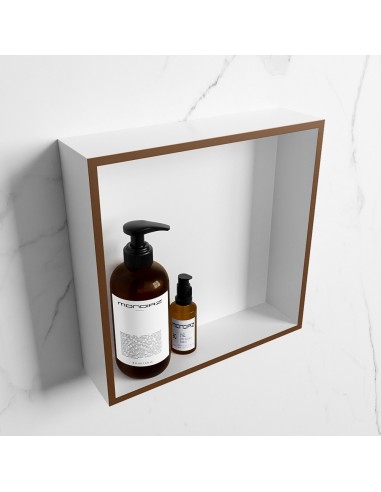 EASY hylde til badeværelset 29,5 x 29,5 cm Solid surface - Talkum/Rustbrun
