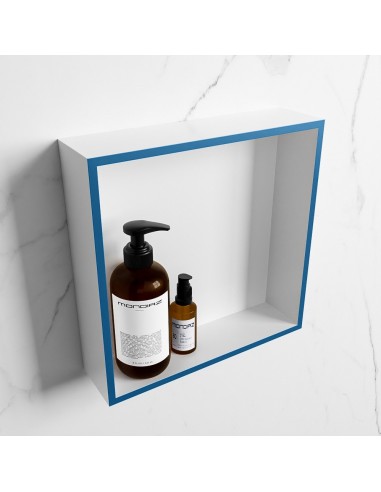 EASY hylde til badeværelset 29,5 x 29,5 cm Solid surface - Talkum/Jeansblå