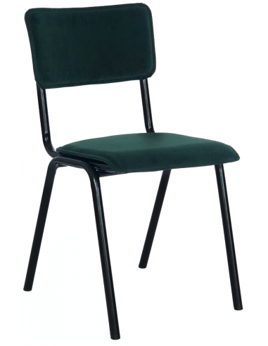 Cas spisebordsstol i metal og velour H82 cm - Sort/Mørkegrøn