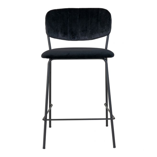 Counterstol Counterstol i sort velour med sorte metal ben HN1207 - 1001468