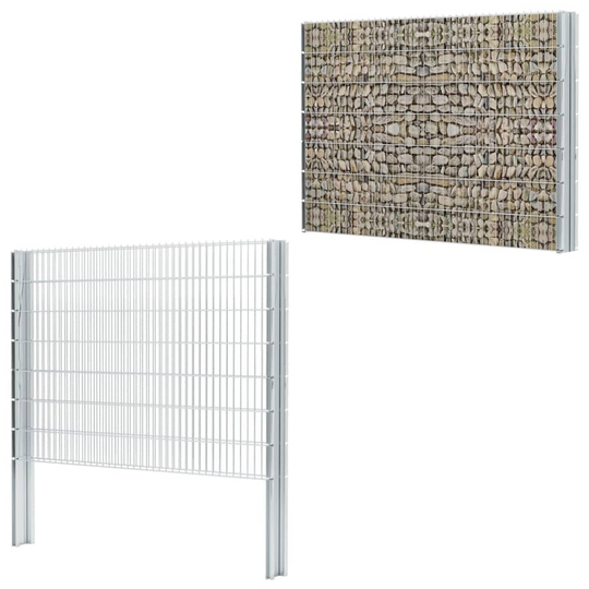 vidaXL 2D gabionhegn galvaniseret stål 2,008x1,43 m 6 m sølvfarvet