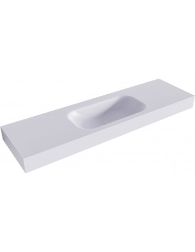BIG SMALL væghængt håndvask 160 x 46 cm Solid surface - Svag grå