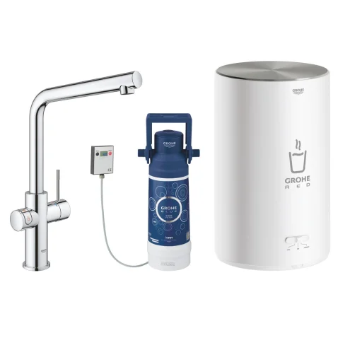 Grohe Red Duo køkkenarmatur m/ L-tud & 3 liters kedel, krom