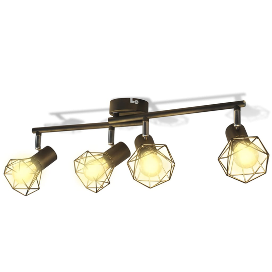 vidaXL spotlampe industriel stil metaltråd 4 LED glødepærer