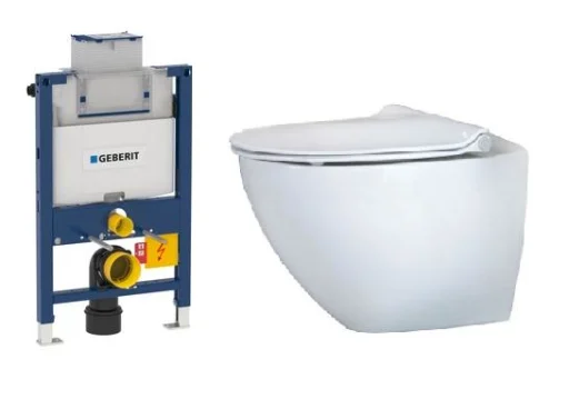 Toiletpakke m/Geberit Omega 82 cm cisterne, Ifö Sign Art toilet og softclose sæde - uden betjeningsplade