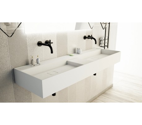 Ideavit Solidbliss vægmonteret håndvask 150 x 45 cm Solid surface - Mat hvid