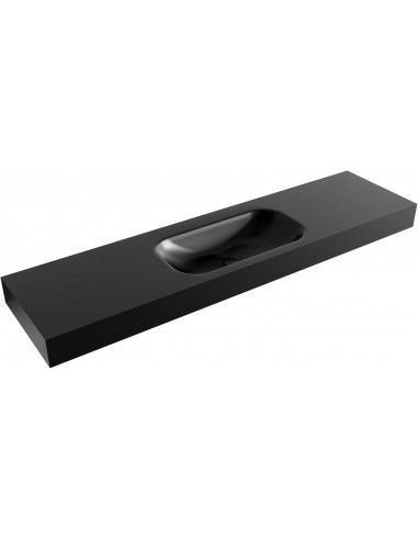 BIG SMALL væghængt håndvask 180 x 46 cm Solid surface - Sort