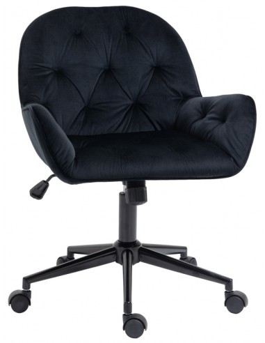 Kontorstol i velour H81 - 91 cm - Sort/Sort