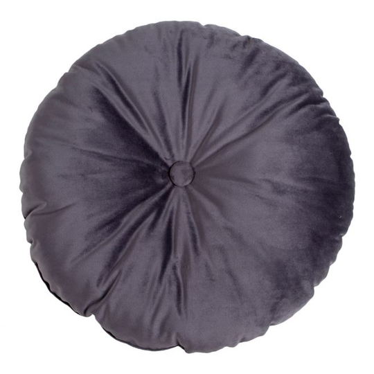 Rund pude i gråt velour Ø45cm - 3961080