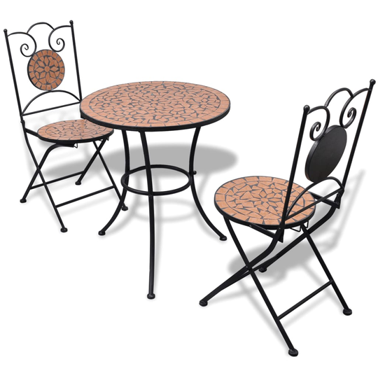 vidaXL bistrosæt 3 dele keramikfliser terracotta