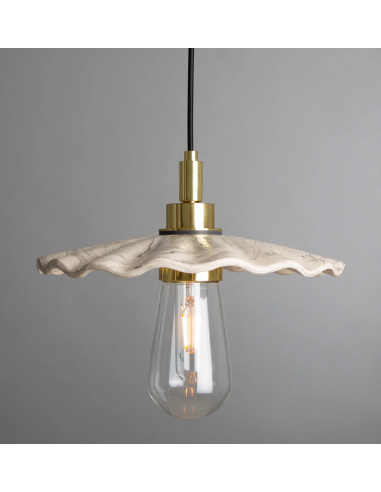 Kirhii Badeværelseslampe Ø27 cm IP44 1 x E27 - Poleret messing/Rustik creme marmoreret