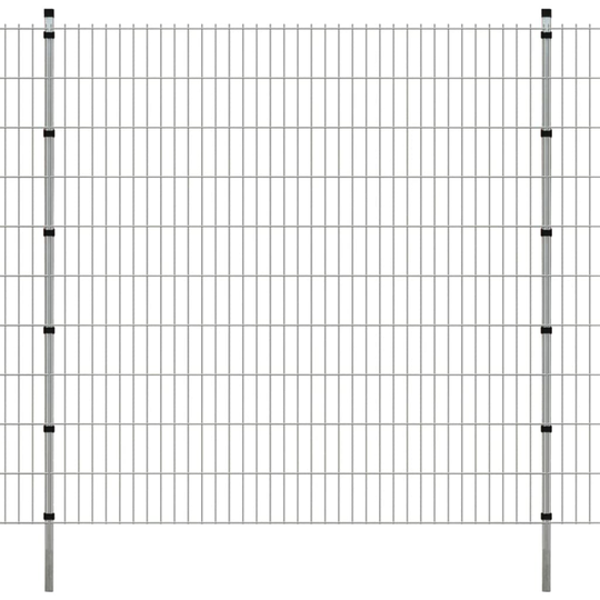 vidaXL 2D Havehegnspaneler & Pæle 2008x2030 mm 30 m Sølv