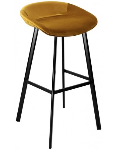 Finn barstol i velour H78 cm - Sort/Gylden