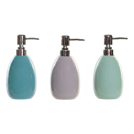 Sæbedispenser DKD Home Decor Grøn Grå Turkisblå ABS Stentøj (3 pcs) (8 x 8 x 17 cm)