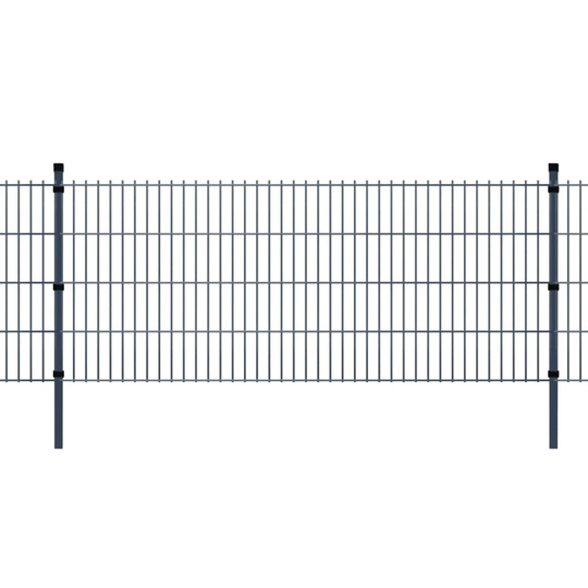 vidaXL 2D Havehegnspaneler & Pæle 2008x2030 mm 46 m Grå
