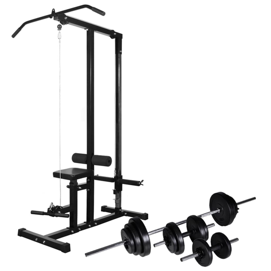vidaXL styrketårn med vægtstang- og håndvægtsæt 30,5 kg