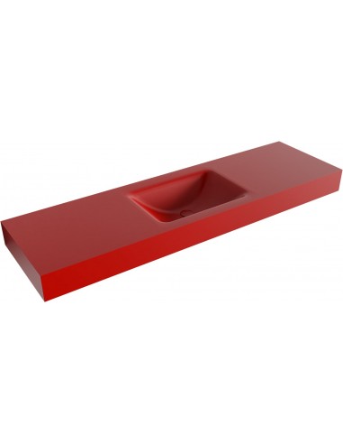 CLOUD væghængt håndvask 160 x 46 cm Solid surface - Rød