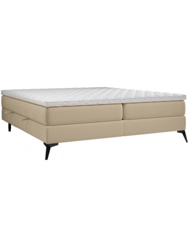 Base kontinentalseng med opbevaring 200 x 200 cm med 7 komfortzoner - Sort/Guldbeige