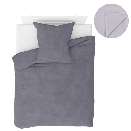 vidaXL sengesæt 4 dele 155 x 200/80 x 80 cm fleece grå