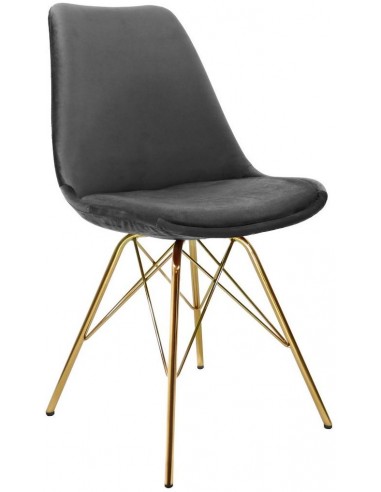 Bucket spisebordsstol i metal og velour H85 cm - Guld/Mørkegrå