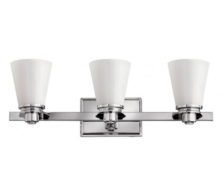Avon Badeværelseslampe i stål og glas B58,4 cm 3 x G9 LED - Poleret krom/Hvid